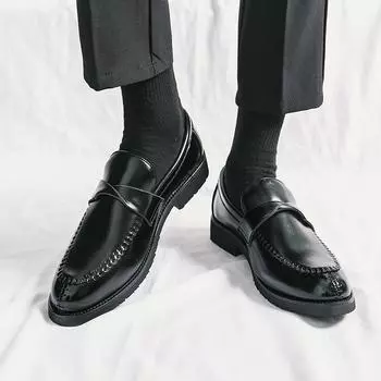 Fashion Italy Men s loafer Comfortable and versatile style Trendy Party Outdoor Leisure Business Men s Slip on loafer Gentlemen s shoes 37 чёрный