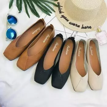 Fashion Ladies Soft Leather Small Pu Leather Shoes Spring Classic Lightweight Flat Shoes Female All-match Beanie Loafers 35 верблюд