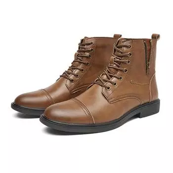 Fashion Large size 39-47 High Quality Fashion Comfortable 2024 New Casual Leather Brand Round Toe Boots Men Outdoor Antiskid Flat Boots 38 красный