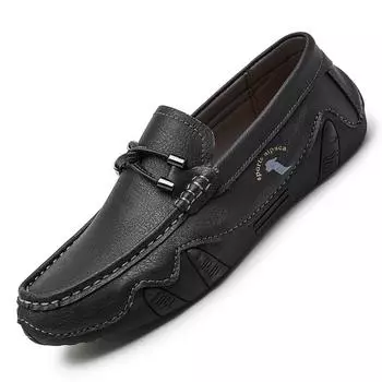 fashion Leather Casual Shoes for Men Summer Loafers Driving Shoes Slip on Mens Moccasins Brand Luxury Men Dress Business Shoes Sneakers 38 коричневый