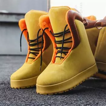 Fashion Man Lace Up Round Toe Ankle Boot Handmade Retro Men Fashion Boots Platform Thick Boots Lace Up Casual Shoes Bottes Antiskid High 39 серый