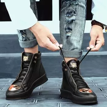Fashion Man Shoes Trendy 2025 Platform Waterproof Leather Boots for Men New Non Slip High Quality Footwear Hot Selling Retro Low Price 39