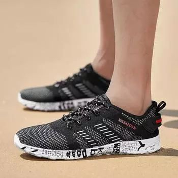 Fashion Men Aqua Shoes Breathable Trekking Wading Beach Quick Drying Water Shoes Outdoor Fishing Wading Shoes Water Sneakers Men Lace Up 39 чёрный