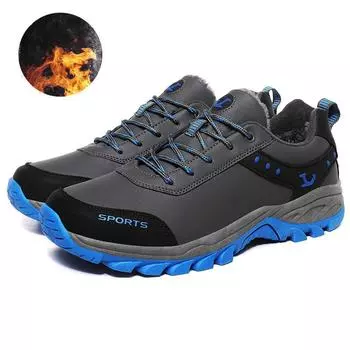 Fashion Men Boots Autumn Winter Men Warm Plush Snow Boots Men Waterproof Ankle Boots Outdoor Hiking Sneakers Fashion Big Size Men Shoes 38