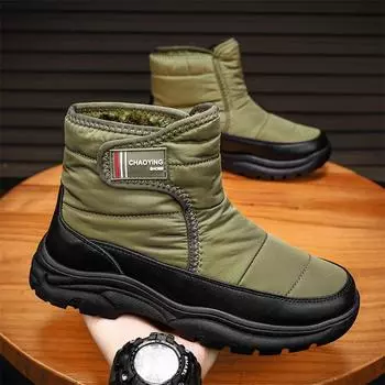 Fashion Men Boots Winter Shoes For Men Warm Snow Boots Mid-calf Men Warm Shoes Thick Plush Winter Boots For Men Green Cotton Shoes 39 зелёный