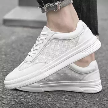 Fashion Men Genuine Leather Flat Casual Shoes 2024 New Lightweight Sneakers Breathable Sports Shoes Shoes All-match Men Tenis Shoes 38 чёрный