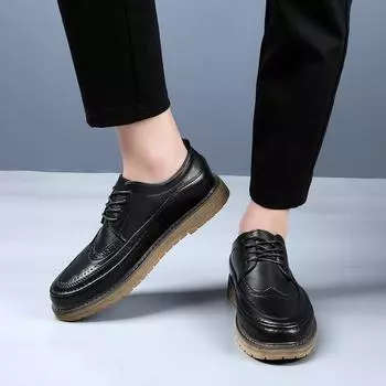Fashion Men Handmade Men s Shoes British Style Business Oxford Shoes for Men Leather Dress Shoes High Quality Comfortable Casual Shoes 38 чёрный