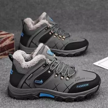 Fashion Men Plush Sneakers Winter Keep Warm Snow Shoes for Man Platform Walking Sports Shoes 39 чёрный