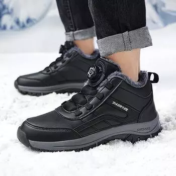 Fashion Men s ankle Boots Winter Plush Thick Soled Lace Up Workwear Shoes Trendy Warm Cotton Short Boots Botas Para Hombre big size 48 39 серый