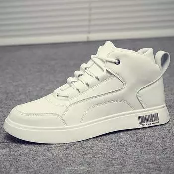 Fashion Men s Boots High Quality Casual Shoes for Men New Leather Mens Sneakers Versatile High Top Male Board Shoes Zapatillas De Hombre 39 белый