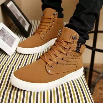 fashion Men s Boots New Korean Version Men s Shoes High Top Skateboard Shoes Retro Platform Casual Lace Up Men Fashion Boots2024 43 серый