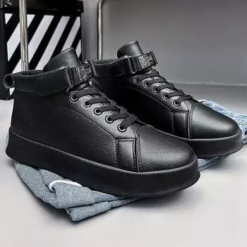 Fashion Men s Boots Thick Sole Versatile Male Casual Flats 2024 New High Top Sports Shoes Platform Shoes for Men Botas Masculino 39 белый