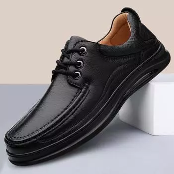 Fashion Men s Breathable Leather Shoes Black Soft Leather Soft Bottom Spring Autumn Best Men Business Formal Wear All-Match Casual Shoes 37