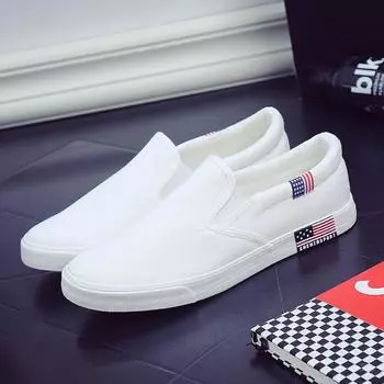 Fashion Men s Casual Shoes Canvas Slip-On Loafers Low Style Breathable Light Fashion Shoes for Men Walking White Shoe Zapatos De Hombre 35 белый