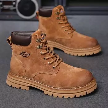 Fashion Men s Classic Retro Work Boots Suede Genuine Leather Mens Fashion Ankle Boot Desert Boots Men High-top Lace-up Casual Shoes 38 (US 6)