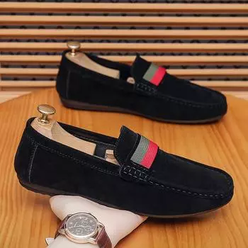 Fashion Men s Flat Shoes 2024 Autumn New Comfort Non Slip Wear-resistant Casual Shoes Striped Breathable British Style Round Toe Shoes 39 коричневый