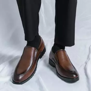 Fashion Men s formal loafers Classic retro gentleman style Outdoor leisure business party Daily office wedding groom s flat shoes 38-46 38 чёрный