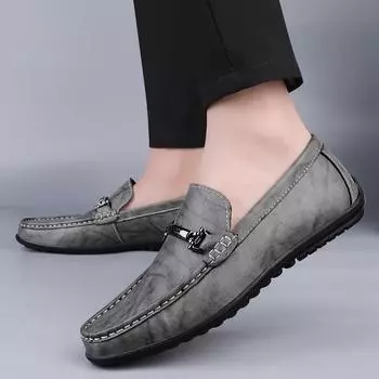 Fashion Men s Genuine Leather Shoes Breathable Male Casual Flats Moccasins Handmade Leisure Walk Man Loafers Men s Soft Driving Shoes 36 коричневый