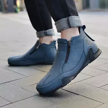 Fashion Men s Martin Boots Zipper Men s Boots Outdoor Short Boots Autumn and Winter Casual Tooling Boots 38 чёрный