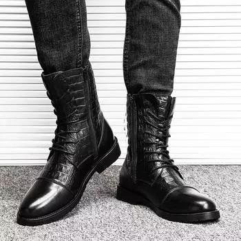 Fashion Men s New High Quality High Top Motorcycle Boots with Plush for Comfort Warmth Slip Resistance and Wear Resistance Chelsea Boots 35