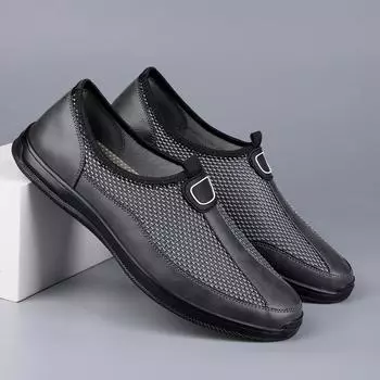 Fashion Men s Shoes New Breathable Driving Shoes Summer Outdoor Mens Sneakers Lightweight Non-Slip Casual Shoes Mocassins Plus Size 47 38 чёрный