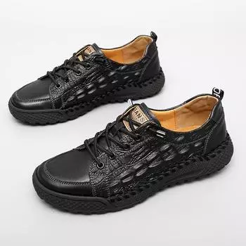 Fashion Men s Shoes outdoor fashion Casual Men s Casual Wear Formal Men s office work Shoes Casual Men Genuine Leather Shoes men 6.5 чёрный