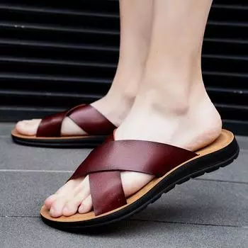 Fashion Men s Slippers Summer 2024 Large Size Outdoor Beach Casual Sandals Trend Men Shoes Flat Non-slip Comfortable Shoes Zapatillas 38 белый