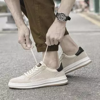 Fashion Men s sneakers 2024 Summer High Quality sneakers for men Breathable Comfort Flats Shoes Outdoor Walking Shoes For Footwear 38 серый