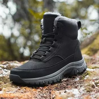 Fashion Men s Snow Boots Winter Shoes for Men Velvet and Thickening Warm Ankle Boots Anti-slip Outdoor Hiking Cotton Desert Boot for Men 39 хаки