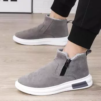 Fashion Men s Snow Boots Winter Warm Plush Ankle Botas Outdoor Fashion Comfortable Anti Slip Casual Flat Cotton Shoes Bota Masculina 39 чёрный