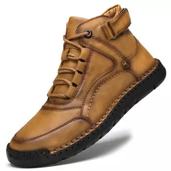 Fashion Men Snow Boots Winter Ankle Boots Men Warm Lace-up Men Shoes New Fashion Flock Plush Winter Boots Fur Men Sneakers Big Size46 38 коричневый