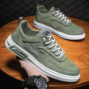 Fashion Men Vulcanize Shoes New Fahsion Classic Platform Shoes Canvas for Male Anti-Odor Men Casual Flats Hard-Wearing 39 зелёный