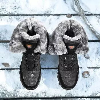 Fashion Men Winter Snow Boots Super Warm Men Hiking Boots High Quality Waterproof Leather High Top Big Size Men s Boots Outdoor Sneakers 38