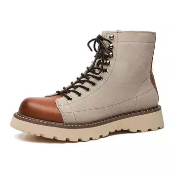 Fashion Mid-british Desert Boots for Men Color Match Autumn Winter Designer Cow Leather Platform Shoes Male Fashion Casual Ankle Boots 38 золотой