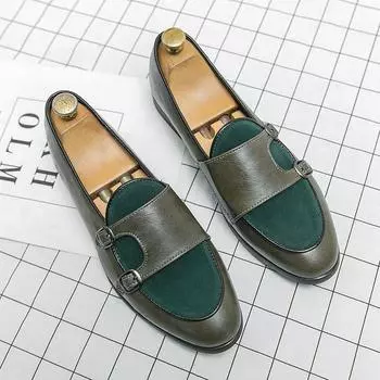 Fashion Monk Shoes for Men Suede Solid Color Fashion Business Casual Party Classic Designer Double Buckle Dress Men s Male Shoes Loafers 6