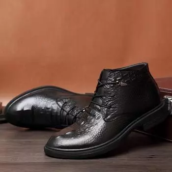 Fashion New Boots Men High Quality Sale Winter Boots Genuine Leather Male All-match Low Top Shoe 2024 Stylish Lace-Up Boots 36