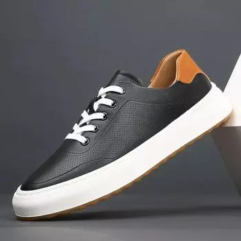 Fashion New Designer Cowhide Hollow Platform Men s Board Shoes Fashion Soft-soled Casual Spring Autumn Outdoor Leather Sneakers Men 38