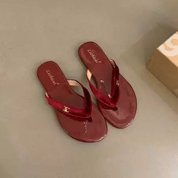 fashion New Designer Summer Women Slippers Fashion Elegant Clip Toe Slides Shoes Ladies Outdoor Flats Beach Sandalias Flip Flop 39 красный
