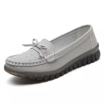 Fashion New high quality women 100% cowhide leather shoes soft sole soft flat shoes leisure sports comfortable anti-slip wear shoes 35