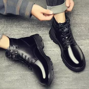 Fashion New in Snow Boots for Men Black High Top Winter Shoes Man Fur Anti Slip Fleece Work Cotton Shoe Luxury Footwear Quality Brands 39
