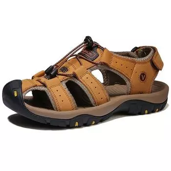 Fashion New large size 100% cowhide men s sandals wading outdoor mountaineering men s beach shoes thick sole running casual slippers men 39