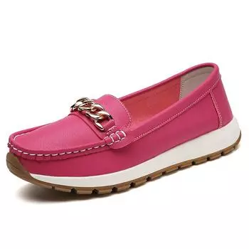 Fashion New large size ladies 100% cowhide leather shoes comfortable sports thick sole anti-slip wear women casual leather shoes 36