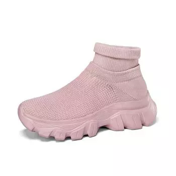 Fashion New large size men s flying woven fashion casual shoes thick soles comfortable anti-slip wear-resistant couple casual shoes 35