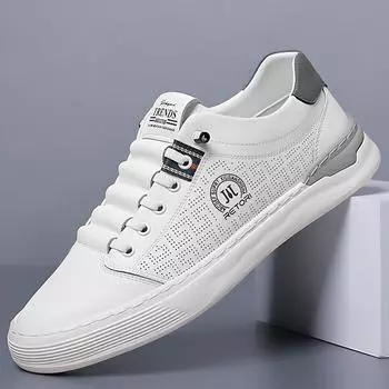 Модные новые кожаные кроссовки на платформе Hollow Man Board Shoes с мягкой подошвой, повседневные легкие мужские кроссовки, модные кроссовки Zapatos Para Hombre 38