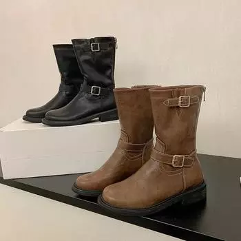 Fashion New Leather Western Cowboy Boots for Women Designer Soft Sole Women s Platform Shoes Autumn Winter Fashion Ankle Boots Female 35