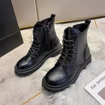 Fashion New Pu Leather Motorcycle Boots for Women Fashion Casual Spring Autumn Ladies Platform Shoes Designer Black Ankle Boots Female 36