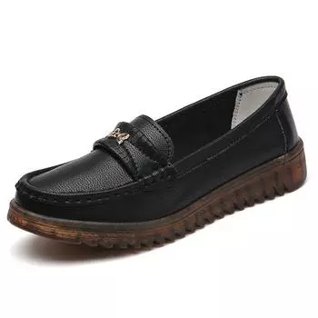 Fashion New set foot four season bean leather shoes 100% cowhide leather shoes casual comfort light breathable non-slip women s shoes 35