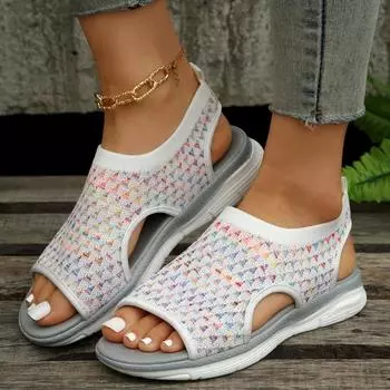 Fashion New Summer Beach Sandal for Men Casual Round Toe Solid Color Plus Size Sports Slippers Outdoor Lightweight Shoes Sandalias 36 бежевый