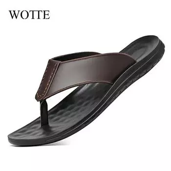 Fashion New Summer Beach Slippers Men Flip Flops Top Quality Antiskid Beach Sandals Male Fashion Men s Casual Flats Platform Flip Flops 38 коричневый