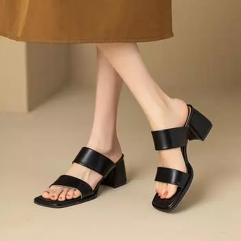 Fashion New Summer Gladiator Women Slippers Fashion Elegant Open Toe Beach Vacation Slides Shoes Ladies Party Dress High Heel Sandalias 35 чёрный